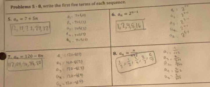 terms of each sequence.