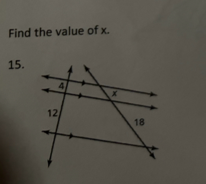 Find the value of x. 
15.