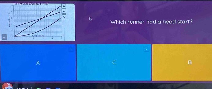 Which runner had a head start?
Q
1
2
A
B