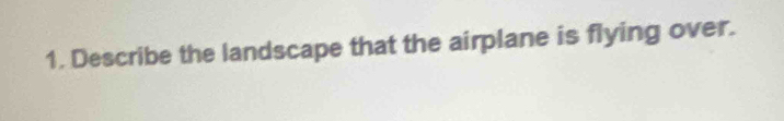 Describe the landscape that the airplane is flying over.