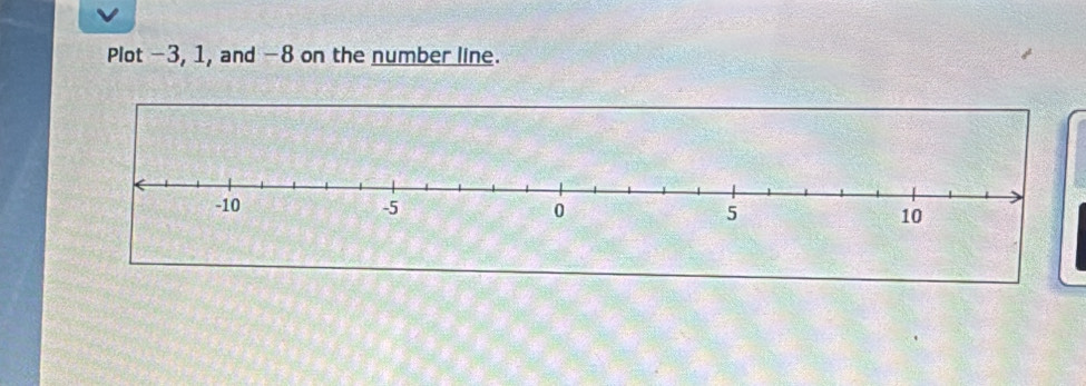 Plot -3, 1, and -8 on the number line.