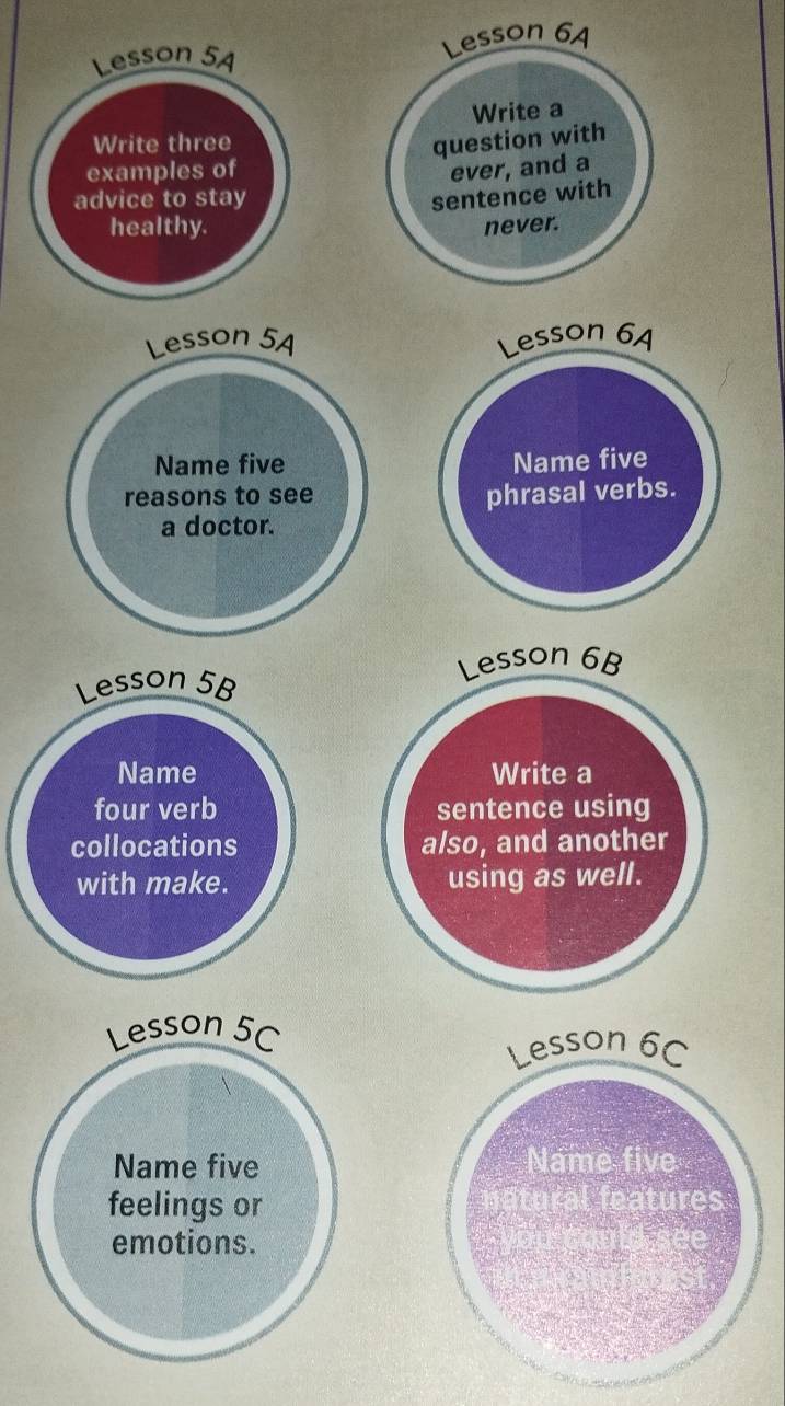 Lesson 54 
Write three 
examples of 
advice to stay 
healthy.