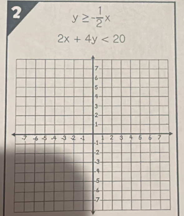 2
y≥ - 1/2 x
2x+4y<20</tex>