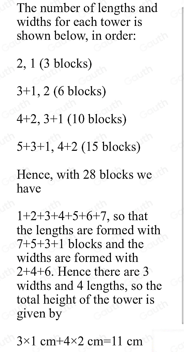 Solved: With blocks of dimension 1cm* 1cm* 2cm , you can build towers ...