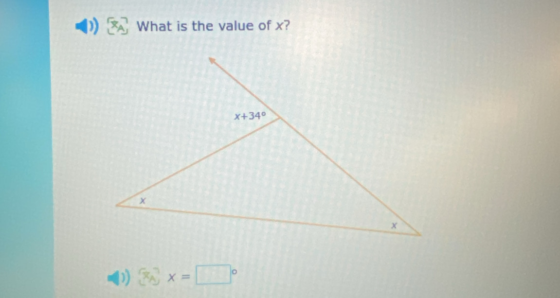 What is the value of x?
D) x_A x=□°