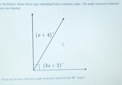 Solved: illustration shows three rays extending from a common origin ...