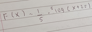 F(x)= 1/5 ·^5log (x+25)