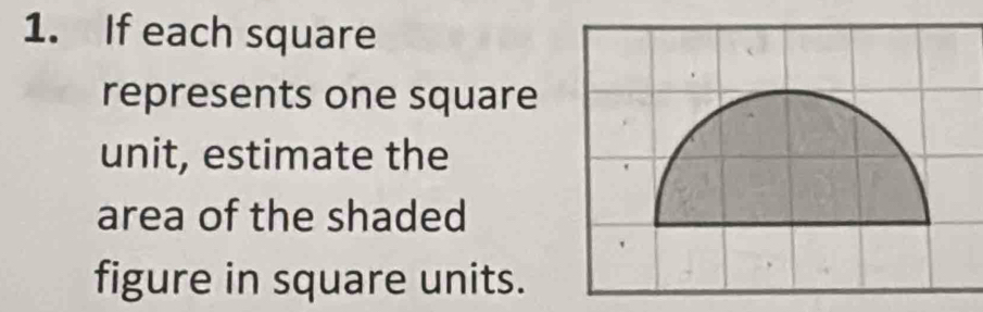 Solved: If each square represents one square unit, estimate the area of ...