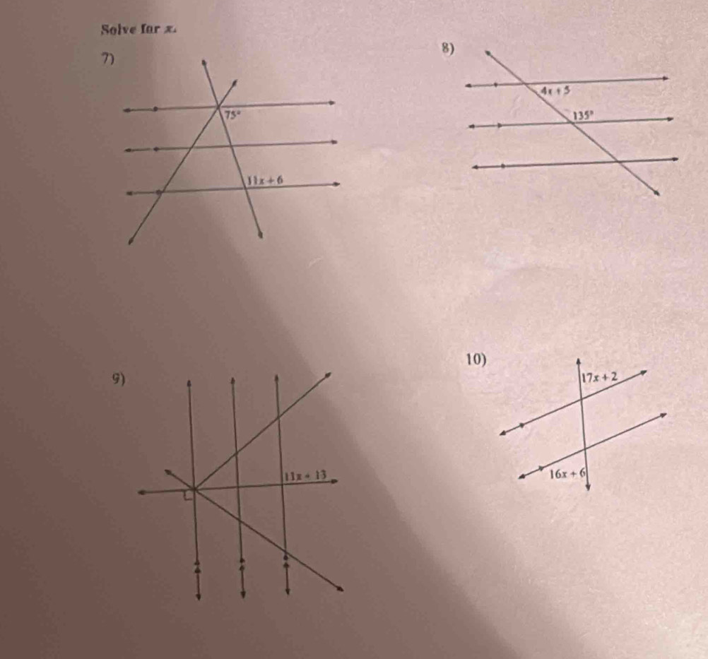 Solve far x.
10)
9