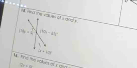 Find the volues of x and
overline (t)=5