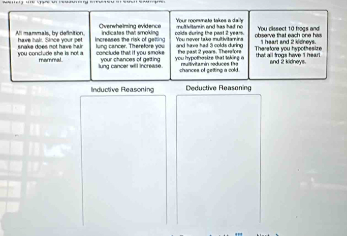 Inductive Reasoning Deductive Reasoning