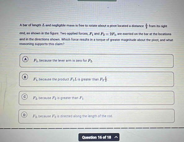 Solved: A bar of length Z and negligible mass is free to rotate about a ...