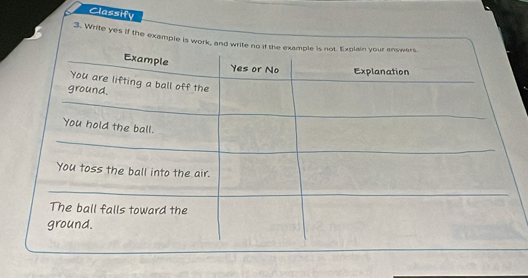 Classify 
3. Write yes if the example is w