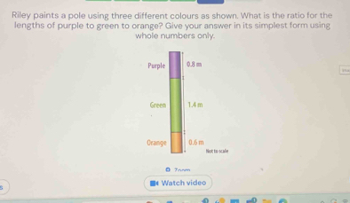 Solved: Riley paints a pole using three different colours as shown ...
