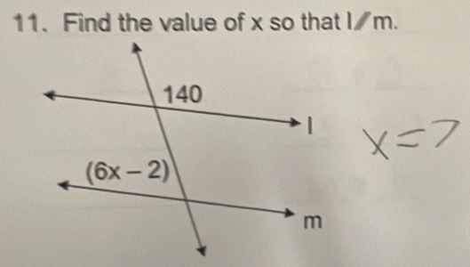 Find the value of x so that I m.