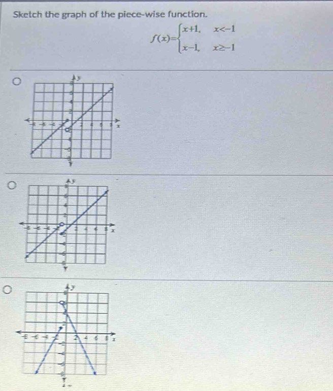 Sketch the graph of the piece-wise function.
f(x)=beginarrayl x+1,x