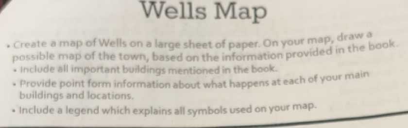 Solved: Wells Map Create a map of Wells on a large sheet of paper. On ...