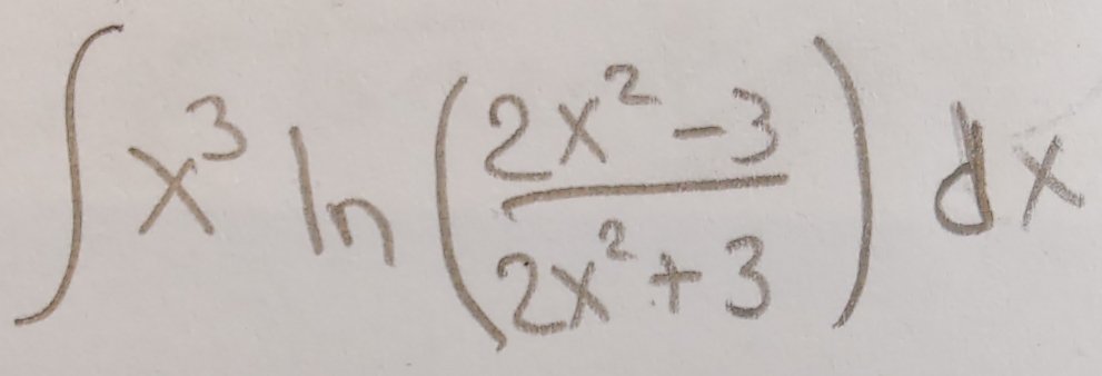 ∈t x^3ln ( (2x^2-3)/2x^2+3 )dx