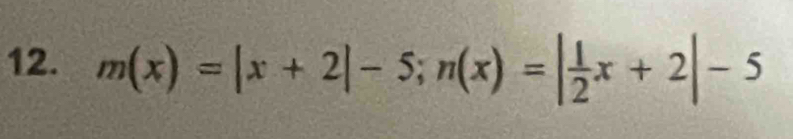 m(x)=|x+2|-5; n(x)=| 1/2 x+2|-5