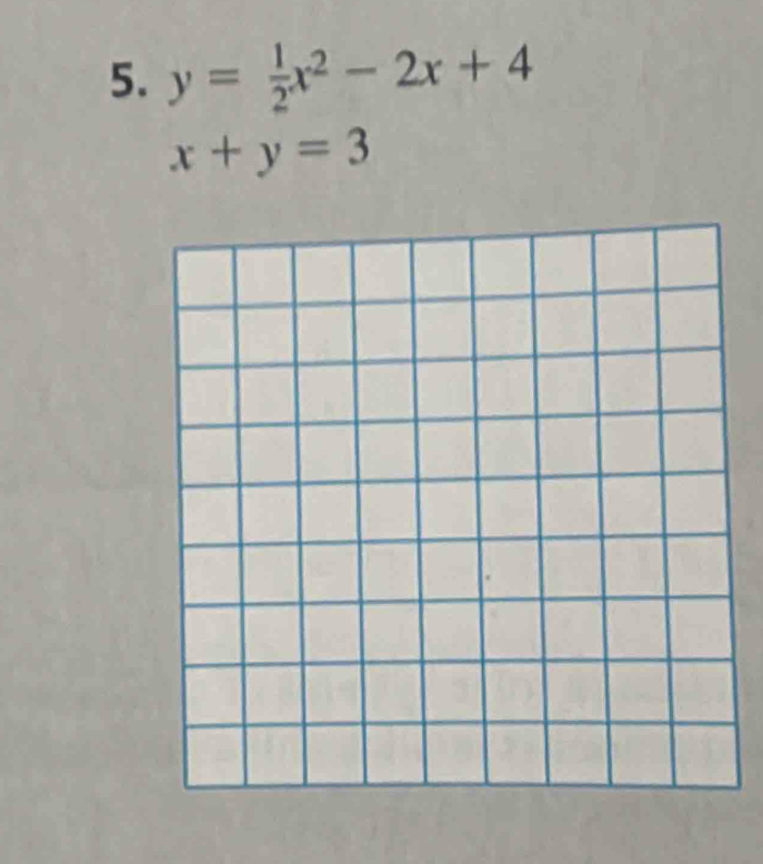 y= 1/2 x^2-2x+4
x+y=3