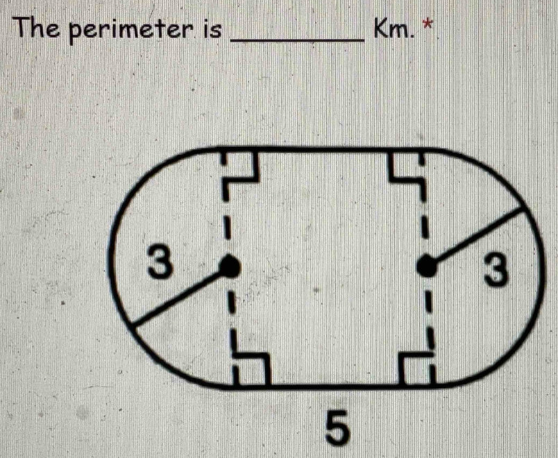 The perimeter is _ Km. * 
5