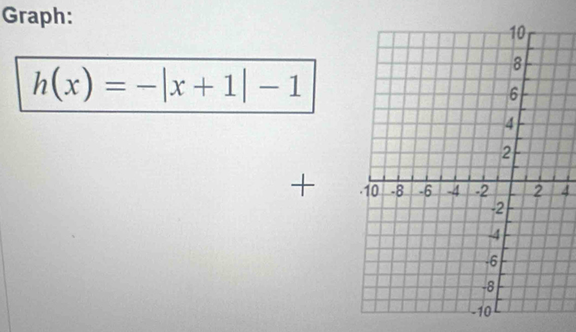 Graph:
h(x)=-|x+1|-1
+ 4