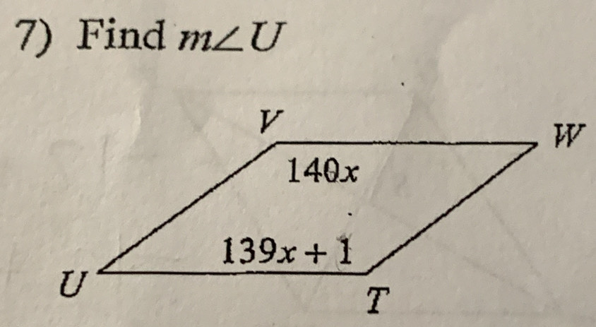 Find m∠ U