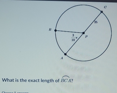 What is the exact length of widehat BCA