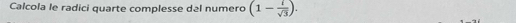 Calcola le radici quarte complesse del numero (1- i/sqrt(3) ).