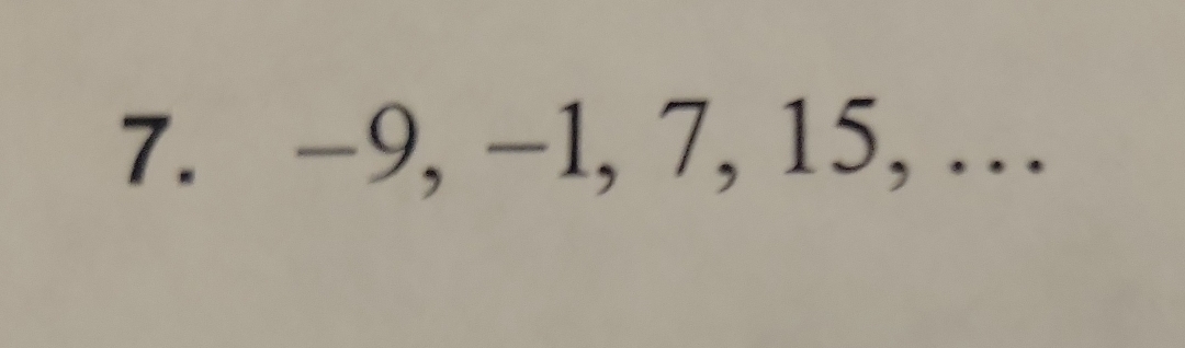 −9, −1, 7, 15, …