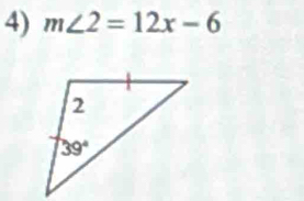 m∠ 2=12x-6