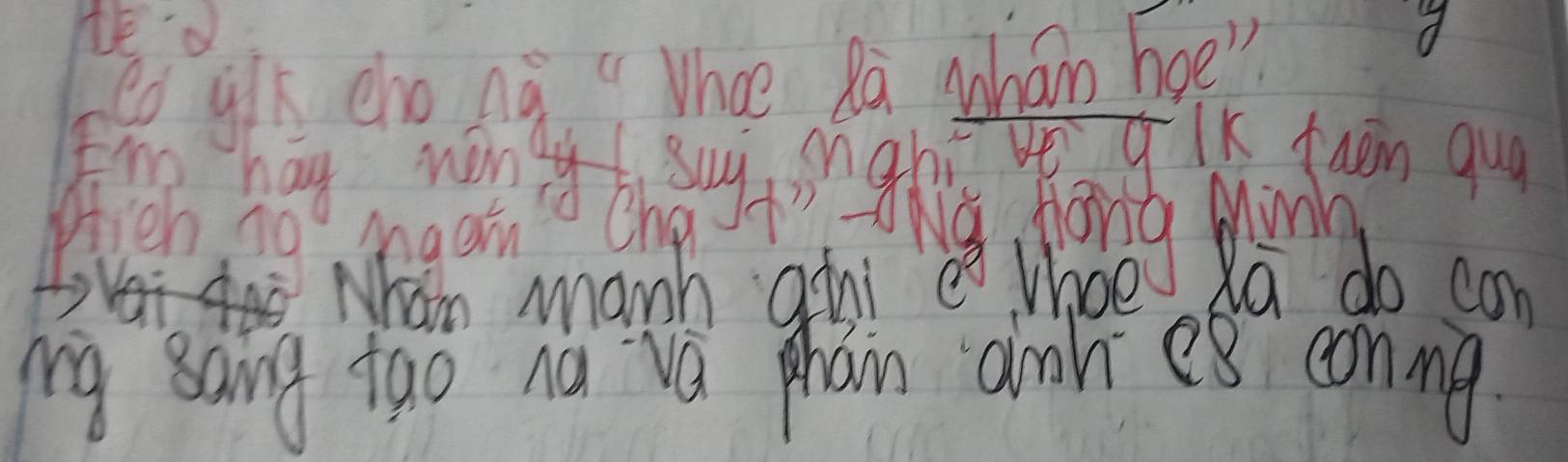 co glk cho nú " Whoe Ra shán hoe" 
d 
Wieh no 
Nhan manh qui e Whoe 
my soing tao na va phan ank e8 conng