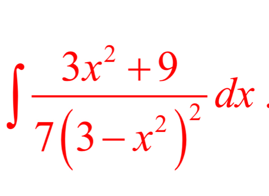 ∈t frac 3x^2+97(3-x^2)^2dx