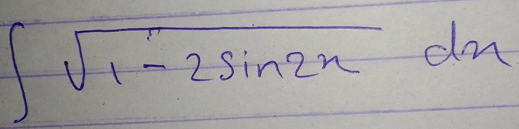 ∈t sqrt(1-2sin 2x)dx