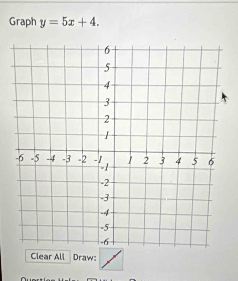 Graph y=5x+4. 
Clear All Draw: