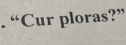 “Cur ploras?”