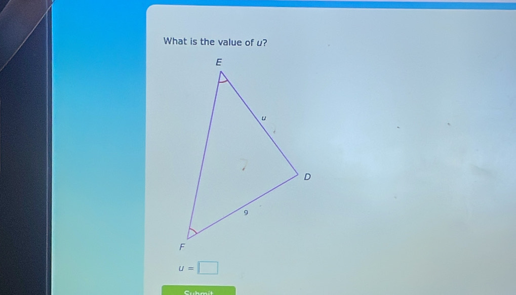 What is the value of u?
u=□
Cubmit
