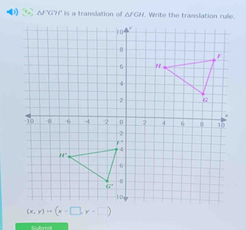 ) △ F'G'H' is a translation of △ FGH
Submit