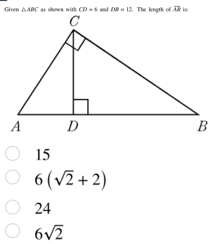 15
6(sqrt(2)+2)
24
6sqrt(2)