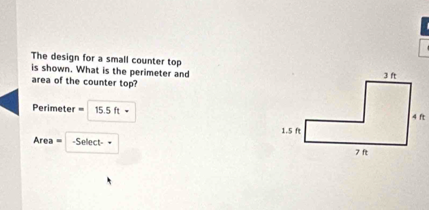 Solved: The design for a small counter top is shown. What is the ...