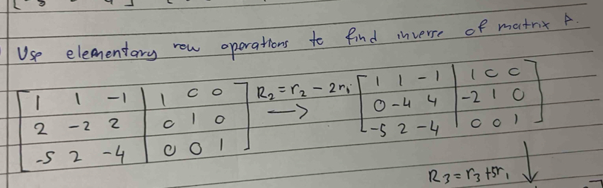 ow operations to find inverse of mathx A