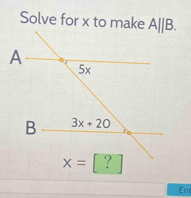 Solve for x to make A||B.
?
Ent