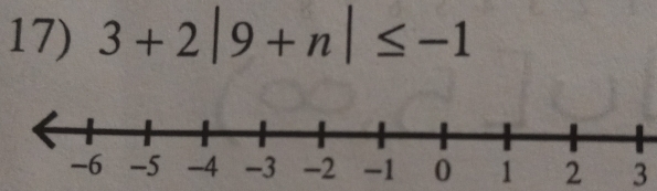 3+2|9+n|≤ -1
1 2 3