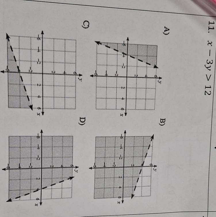 x-3y>12
A) 
) 

C) 
)