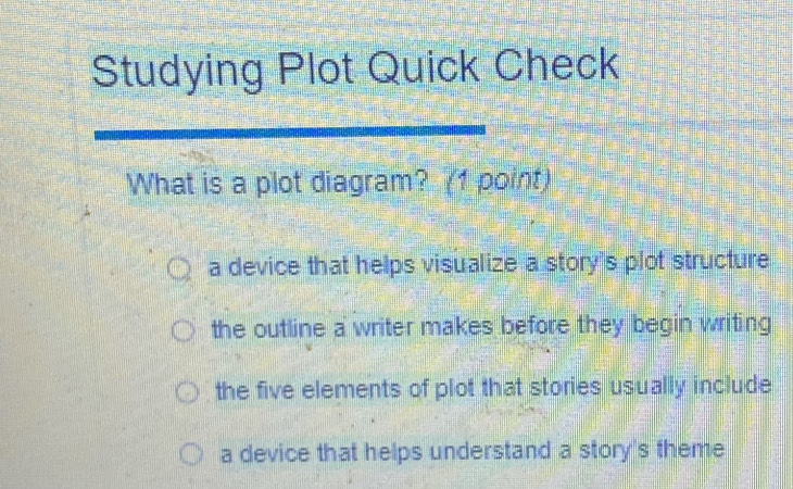 Solved: Studying Plot Quick Check What is a plot diagram? (1 point) a ...
