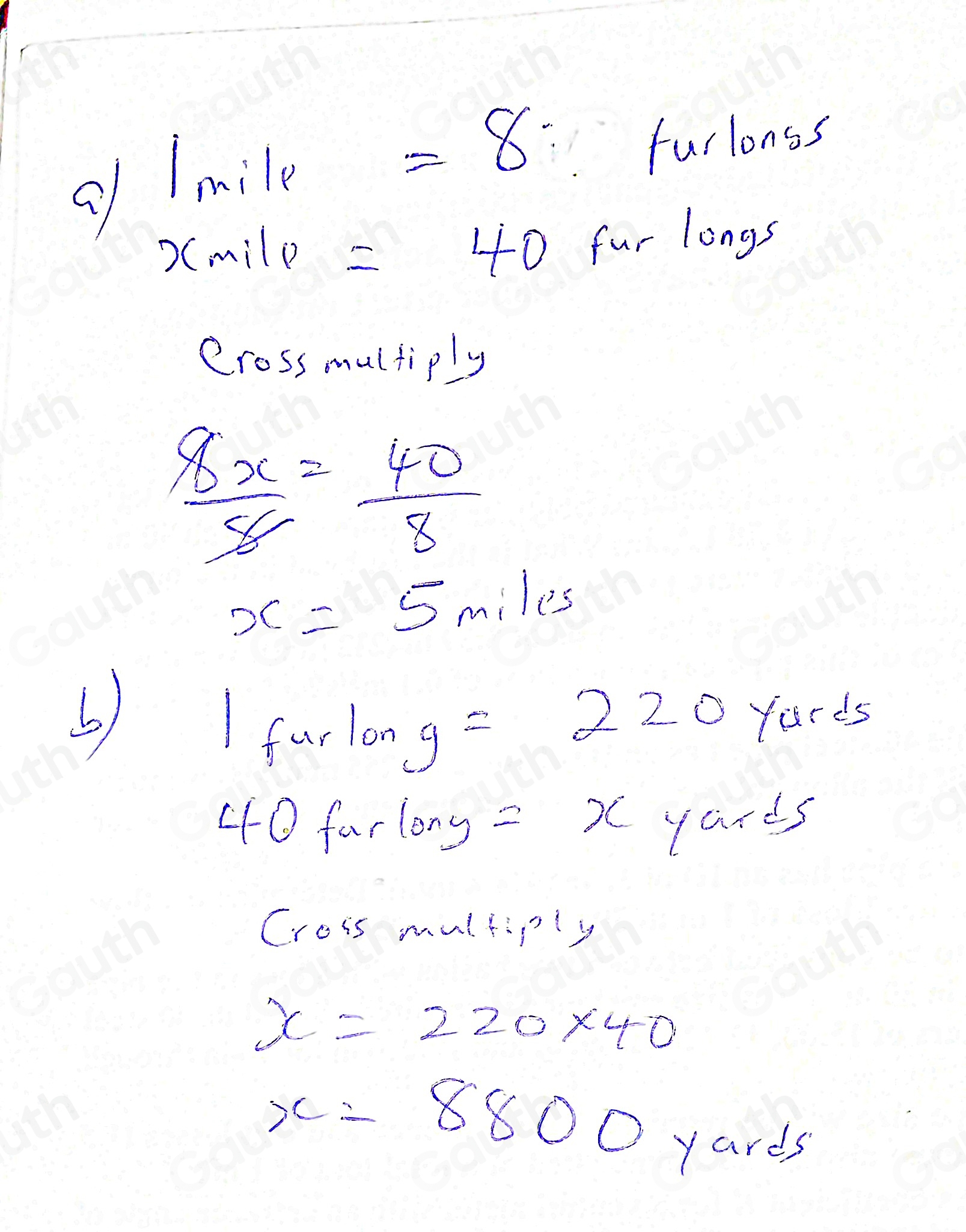 Solved: A certain race is a distance of 40 furlongs. How far is the ...