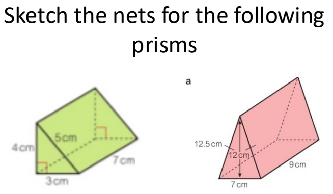 Sketch the nets for the following 
prisms 
a