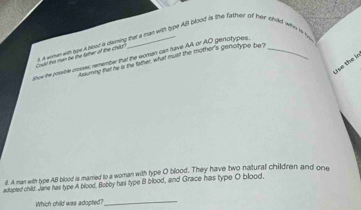 Solved: A woman with type A blood is claiming that a man with type AB ...