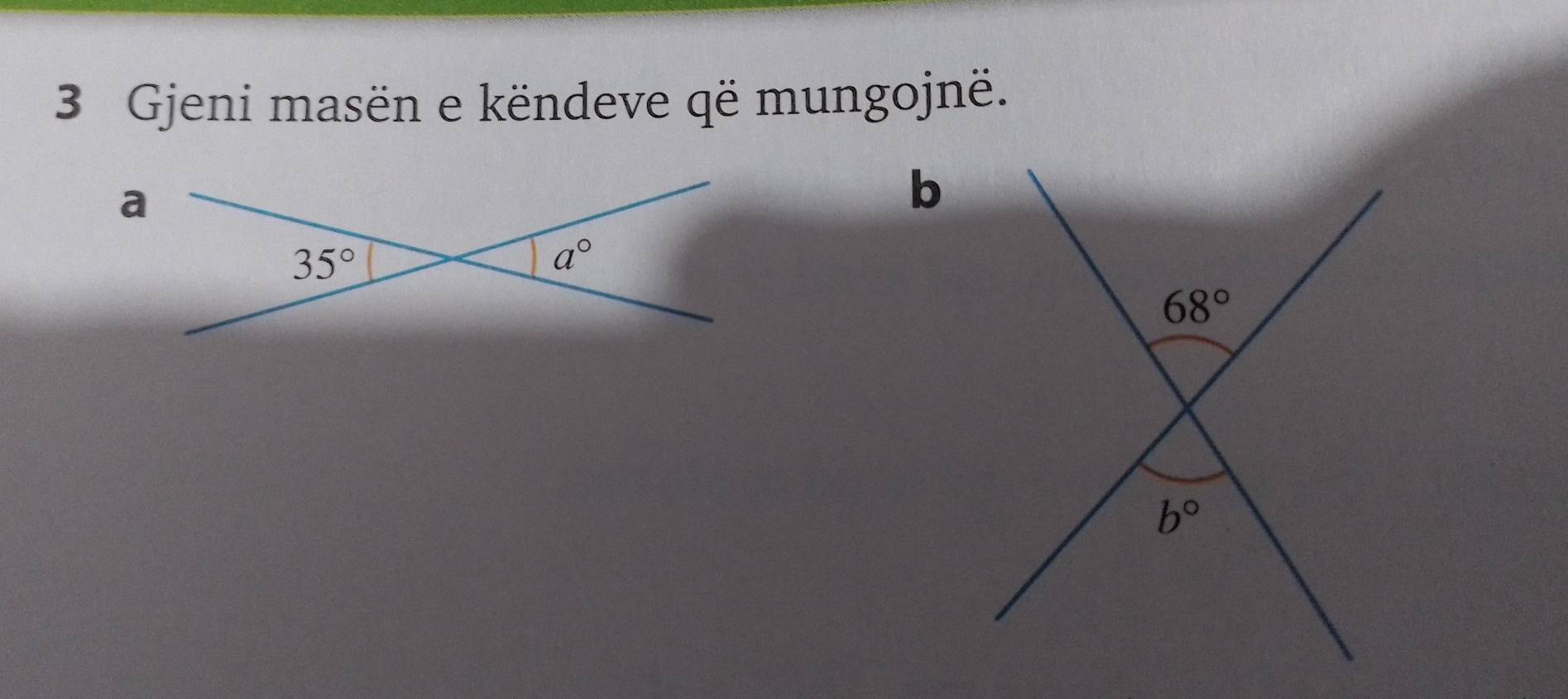 Gjeni masën e këndeve që mungojnë.