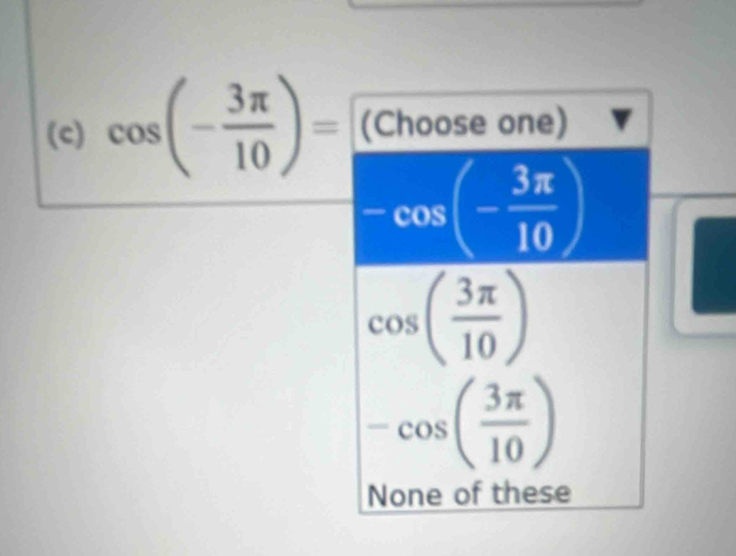 cos (- 3π /10 )=